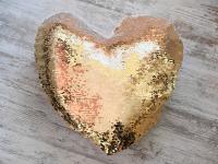 Подушка золотая сердце 40х40см (пайетки), купить в СПб — предпросмотр